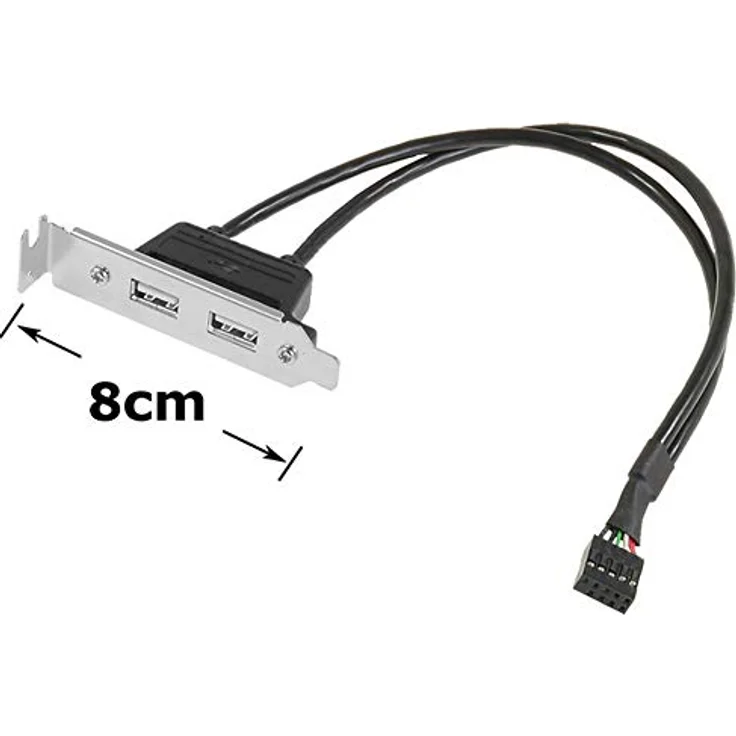 Aukson I00 USB 2.0 Kabel Adapter, 9-Pin Buchse auf 2X USB Buchse Slotblech, Datentransferrate bis 480 Mbit/s, 8 cm Slotblech, 30 cm Pfostenverbinder für Mainboard – Bild 3