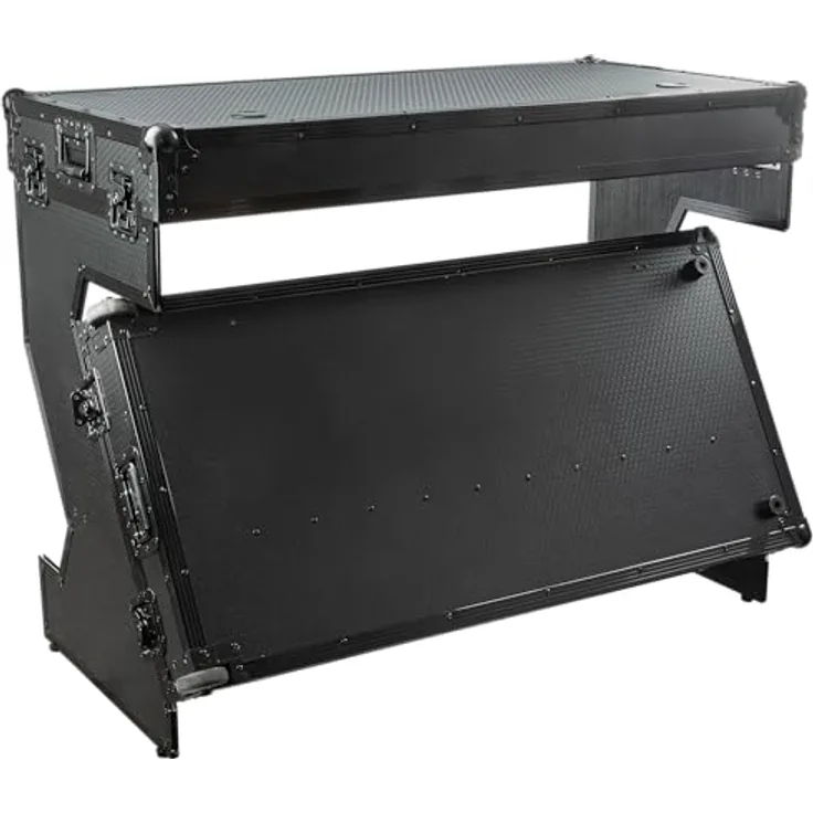 Showgear Portable Z-Style Table, tragbarer Tisch für DJs und Audioanwendungen mit Kabelmanagement, Schwarz