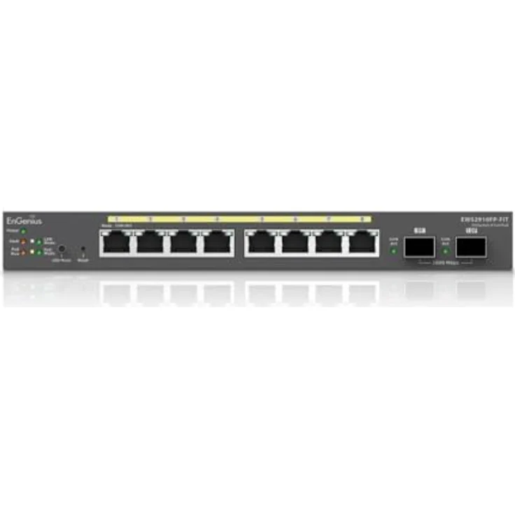 EnGenius EWS2910FP-FIT 8-Port GbE Netzwerk Switch, cloud-managed, lüfterlos, Grau, mit Power over Ethernet (PoE) und 110 Watt PoE-Budget – Bild 1