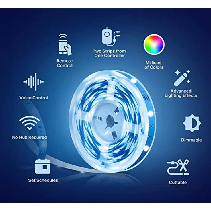 TP-Link Tapo L900-10 LED Strip 2*5 M (nur ein Stromadapter enthalten), Wifi LED Streifen, 16 Mio. Farben, dimmbar, Tapo APP Steuerung, kompatibel mit Alexa & Google, kein Hub notwendig, energiesparend – Bild 3