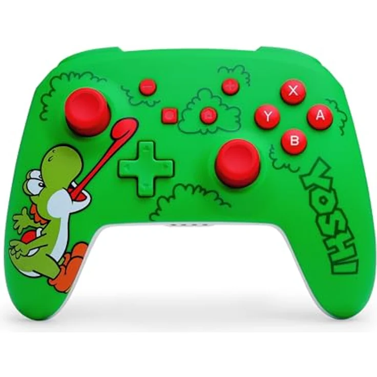 PowerA Kabelloser PowerA-Controller für Nintendo Switch - Hungriger Yoshi, ergonomisches Design, 40 Stunden Spielzeit, kabellose Freiheit, offiziell lizenziert – Bild 1