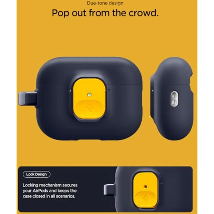 Spigen Nano Pop Hülle Case für AirPods Pro 3. Generation (2025), Blaubeer Navy, mit Secure Lock Clip und Karabiner – Bild 3