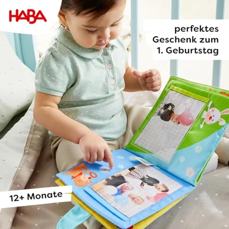 HABA 303143 - Baby-Fotoalbum Spielgefährten2 | Album aus Stoff mit 10 Seiten | Einstecktaschen für 8 Fotos im Format 10 x 15 cm | Ab 12 Monaten – Bild 4