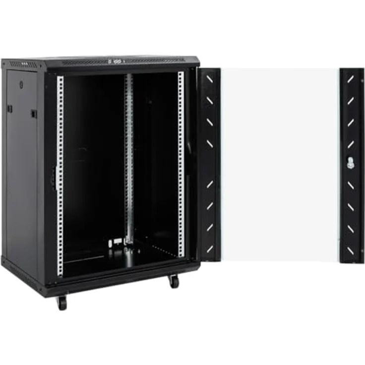 vidaXL 15U Netzwerkschrank 19" IP20 Schwarz, abschließbarer Serverschrank aus kaltgewalztem Stahl, 53x40x80 cm – Bild 2