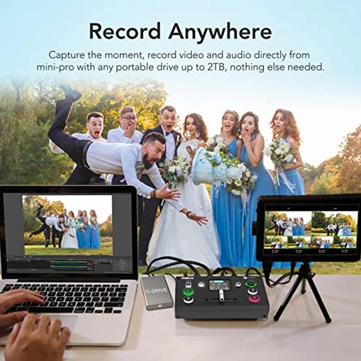 RGBlink Mini Pro V3, 4K HDMI Signalumschalter mit USB 2.0 One-Key-Aufnahme und Touch-Display, schwarz, 4 HDMI 2.0 Eingänge, Streaming als Webcam – Bild 3