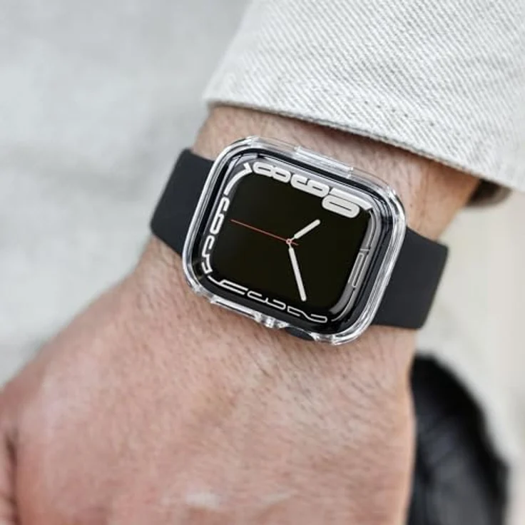 VONMÄHLEN Thin Case - Schutzhülle für Apple Watch Serie 8 + 9, 45mm, Transparent, Rundumschutz mit Anti-Gilb-Schutz für originalen Look – Bild 3