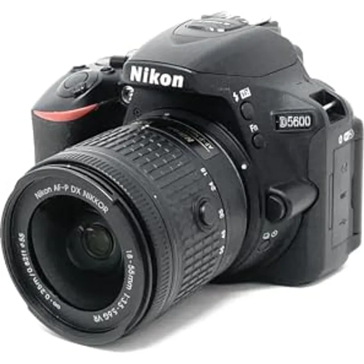 Nikon D5600, Digital SLR mit AF-P DX 18-55mm VR, 24,2 MP, 3,2 Zoll dreh- und neigbarer Touch-Monitor, SnapBridge, Full-HD Video, schwarz