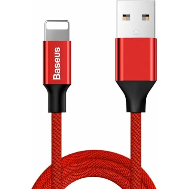 Baseus Yiven USB / Lightning Ladekabel, Textilkabel 1,8m in Rot, schnelles Laden 2A, verstärkte Verbindung, Datenübertragung