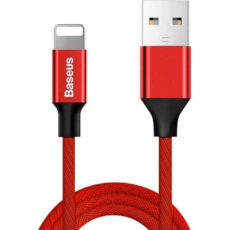 Baseus Yiven USB / Lightning Ladekabel, Textilkabel 1,8m in Rot, schnelles Laden 2A, verstärkte Verbindung, Datenübertragung – Bild 1