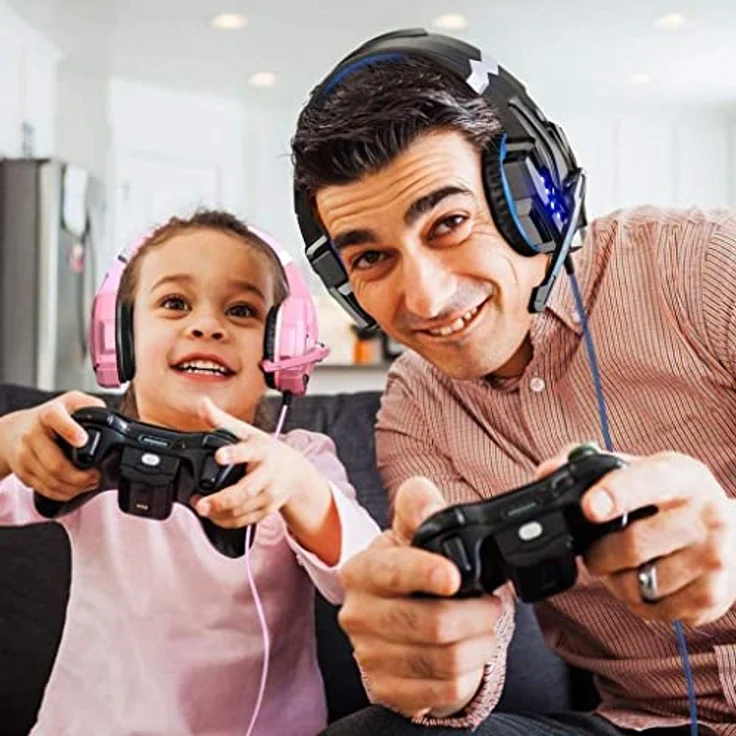 Retoo Gaming-Headset, kabelgebundenes Over-Ear Kopfhörer mit Mikrofon und Geräuschunterdrückung, Schwarz-blau, für PC, Laptop, PS4, Tablet, Smartphone und TV – Bild 4