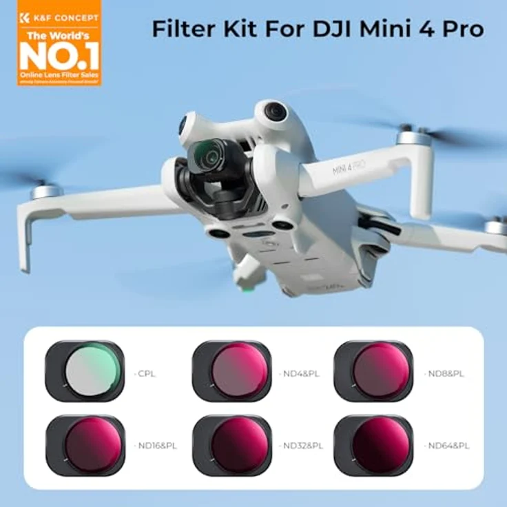 K&F Concept Mini 4 Pro ND/PL Filterset, 6 Stück CPL und ND4-64 Filter für DJI Mini 4 Pro, ultraleicht und multi-beschichtet – Bild 2