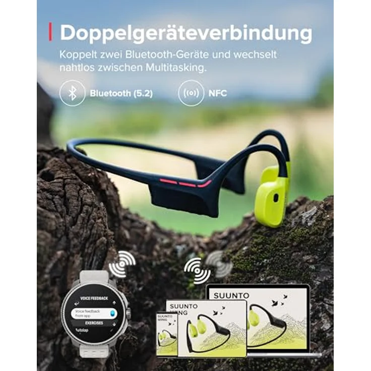 Suunto Wing Lime, Knochenschall-Kopfhörer mit LED-Leuchten und bis zu 10 Stunden Akkulaufzeit, Grün-Schwarz – Bild 9