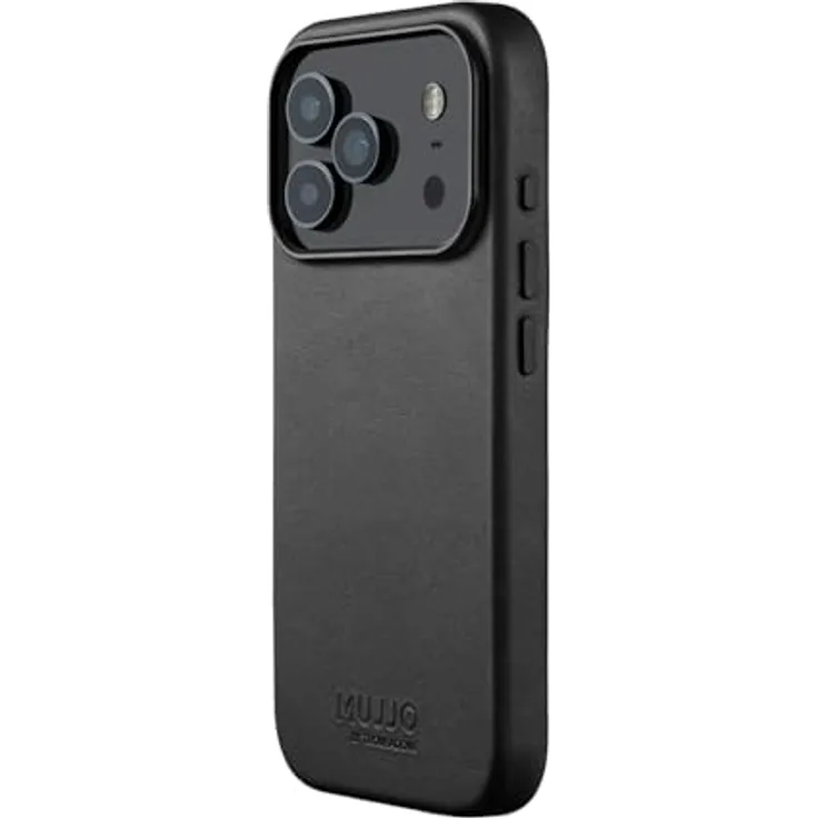 Mujjo Leather Case für iPhone 17 Pro - Hochwertiges Velore-Leder, MagSafe-kompatibel, schwarz