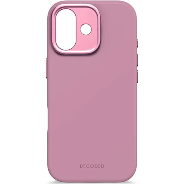 Decoded Silikonhülle für iPhone 17, Premium Soft-Touch mit Antibakterieller Beschichtung, MagSafe Kompatibel, Fallschutz, Kratzfest, Metallknöpfe, Fester Griff, Rosa – Bild 5