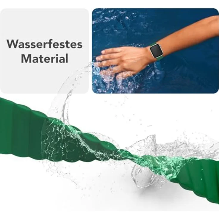 NALIA Core Magnet Armband für Apple Watch Series Ultra/SE/10/9/8/7/6/5/4/3/2/1, Atmungsaktives Silikon Loop, Rillendesign, Farbe: Waldgrün, 42/44/45/46/49mm – Bild 5