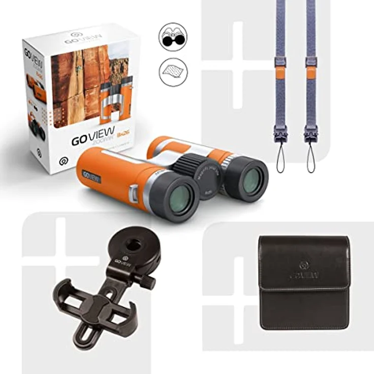 GoView ZOOMR 8x26 kleines, leichtes Fernglas mit 8-Fach Zoom, Magnesiumgehäuse, inkl. Smartphone-Adapter & Zubehör, Sunset Orange – Bild 4