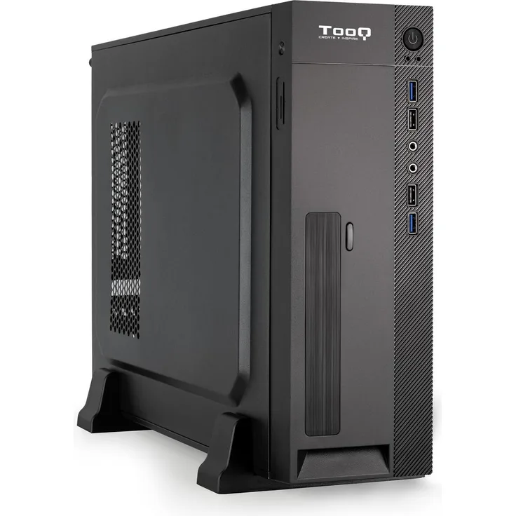 Tooq Technology CAJA SLIM MATX TQC-3008U3CD, Micro-ATX PC-Gehäuse mit 500W Netzteil und Kartenleser, Schwarz