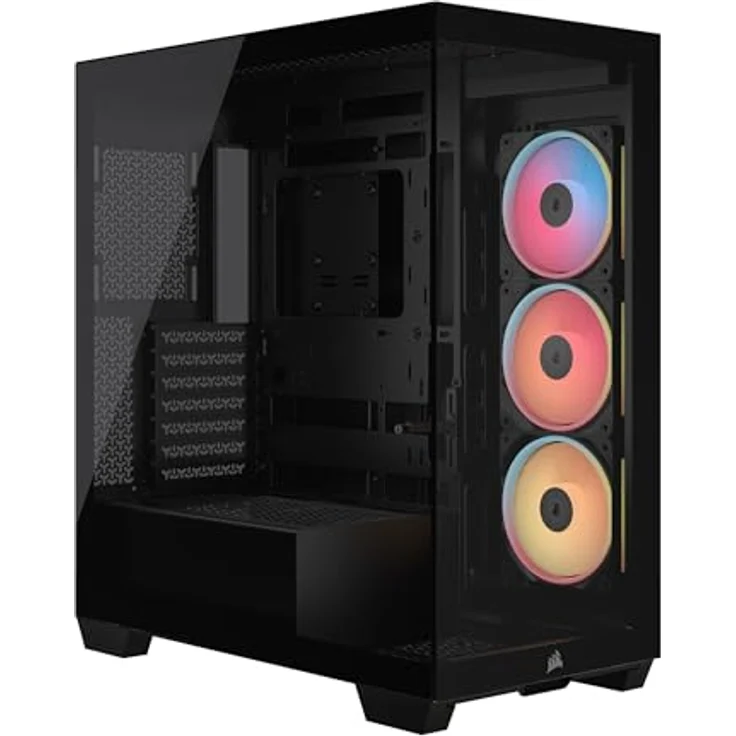 Corsair 3500X LX-R RGB iCUE LINK Mid-Tower-PC-Gehäuse – 3 x vorinstallierte LX120-R RGB-Lüfter, iCUE LINK System Hub, GPU-Anti-Sag-Arm, Platz für bis zu 10 x 120-mm-Lüfter – Schwarz – Bild 1