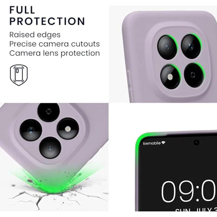 kwmobile Handyhülle für Xiaomi Redmi Note 15 Pro+ 5G / Poco M8 Pro 5G, elastisches Silikon Case in Lavendel, reißfest und rutschfest – Bild 3