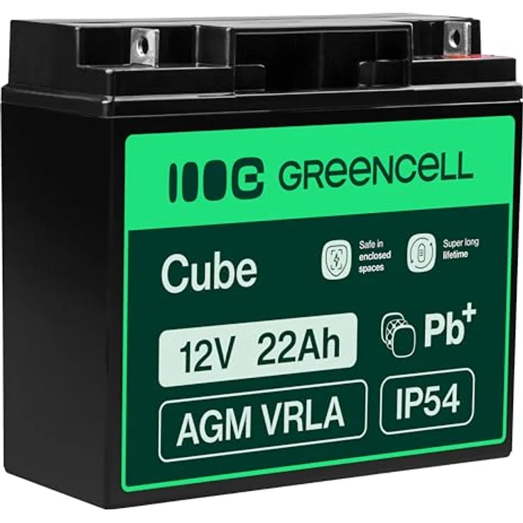 Green Cell Batterie, Bleisäure 22 Ah, Schwarz – Bild 1