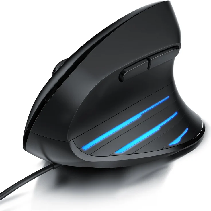 CSL ergonomische Maus (kabelgebunden, 6400 DPI, 6 Tasten, für Rechtshänder, Ergonomisch, PC & Mac kompatibel, schwarz)