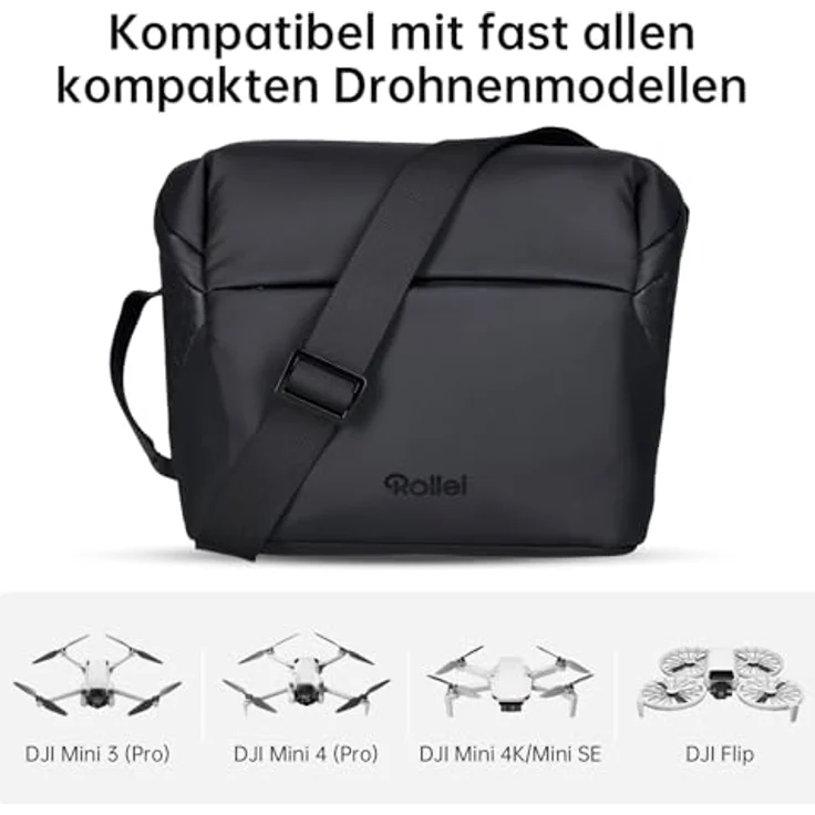 ROLLEI Fotoliner Drohnentasche, gepolsterte Umhängetasche mit flexiblem Hauptfach und Wasserabweisendem Material, Schwarz – Bild 2