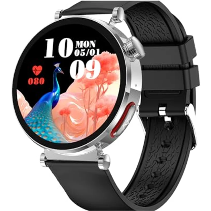 Knauermann NEO 2 (2025), Gesundheitsuhr Smartwatch in Silber mit EKG, HRV, Schlafapnoe-Überwachung, Blutdruckmessung und schwarzem Silikonband – Bild 2