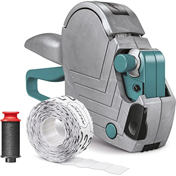 METO Basic S 822, Preisauszeichner und Beschriftungsgerät, ein- oder zweizeiliger Druck, ergonomisches Design, Silber – Bild 1