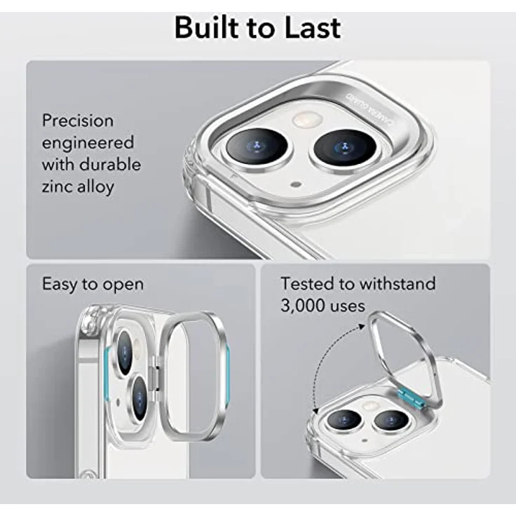 ESR für iPhone 14 Plus Hülle, Classic Ständer handyhülle, klare Hülle mit Ständer, Militärnorm Schutz Case, integrierter Kamera Ringständer, Kratzfeste Acryl-Rückseite, Klar – Bild 4