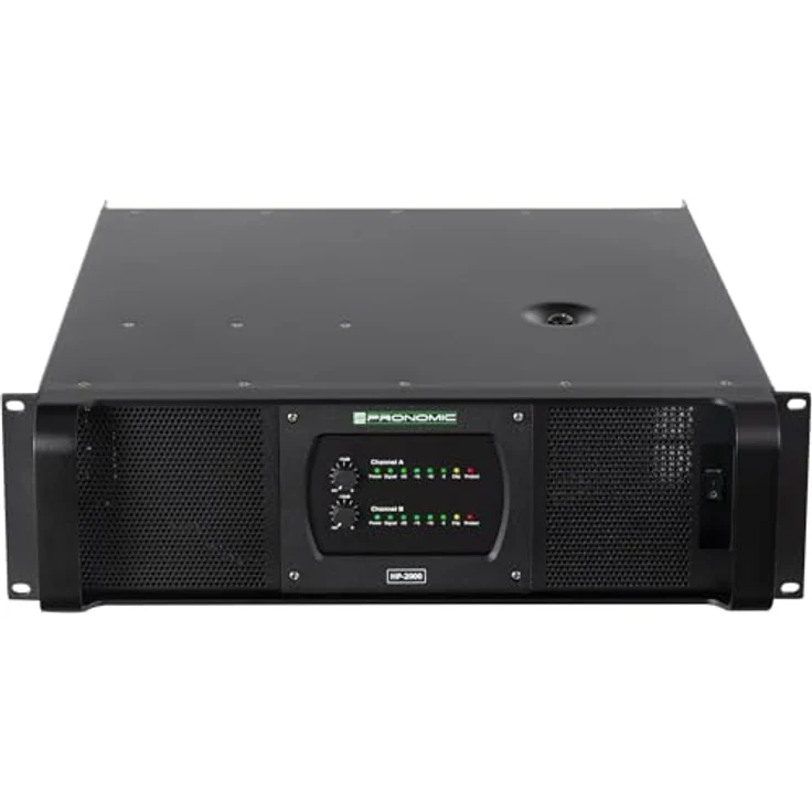 Pronomic HP-2000 Endstufe 2x 3000 Watt - Schwarz, PA-Verstärker mit Zuschaltbaren Hoch-/Tiefpassfiltern und einstellbarer Crossover-Frequenz – Bild 1