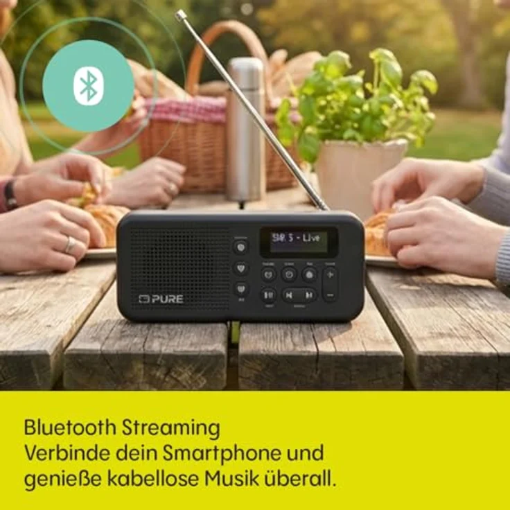 Pure Elan Move, Tragbares Digitalradio DAB+ & FM mit Bluetooth 5.3, Akku bis 16 Std, LCD-Display – Schwarz – Bild 4