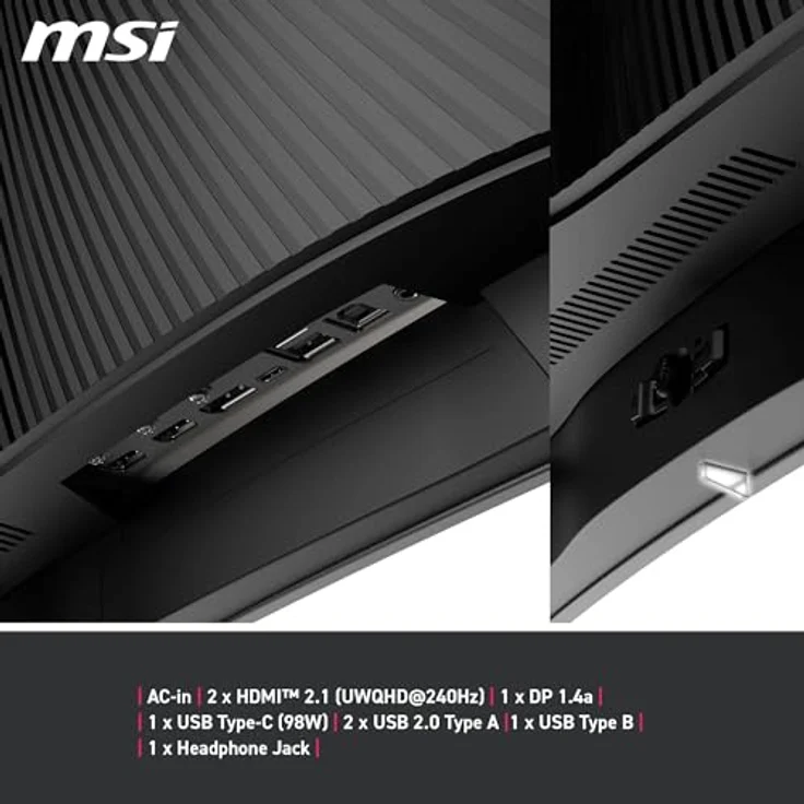 MSI MPG P341CQPX 34" QD-OLED UWQHD Monitor, 240Hz, 0,03ms, 1800R Curved, HDMI 2.1, DP 1.4, USB-C, VESA – Bild 6