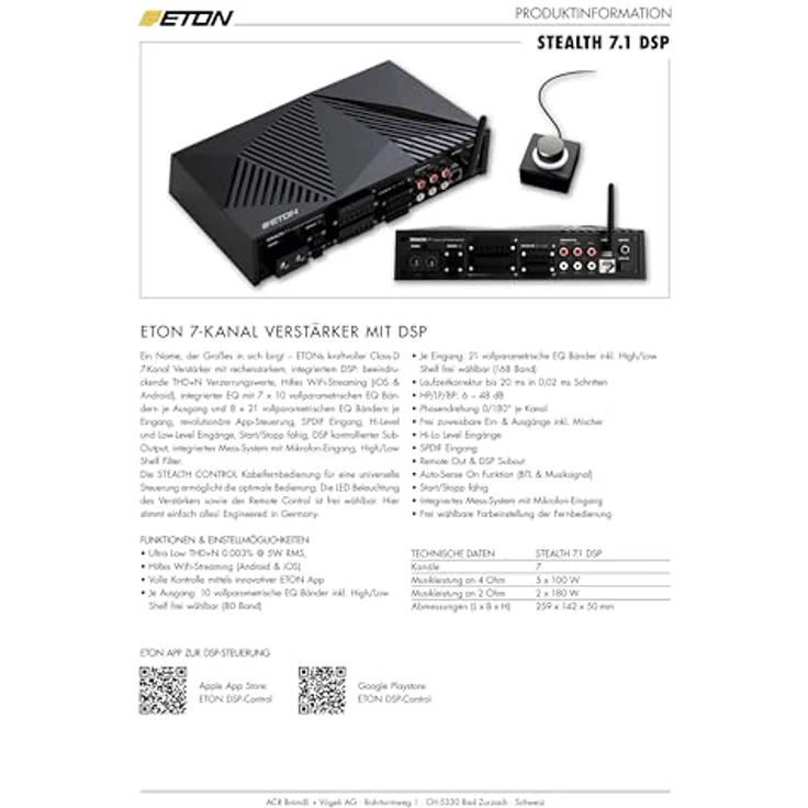 Eton Stealth7.1DSP 7-Kanal-Verstärker mit Advanced CLASS-D Technologie, HiRes WiFi-Streaming und DSP Steuerung – Bild 5