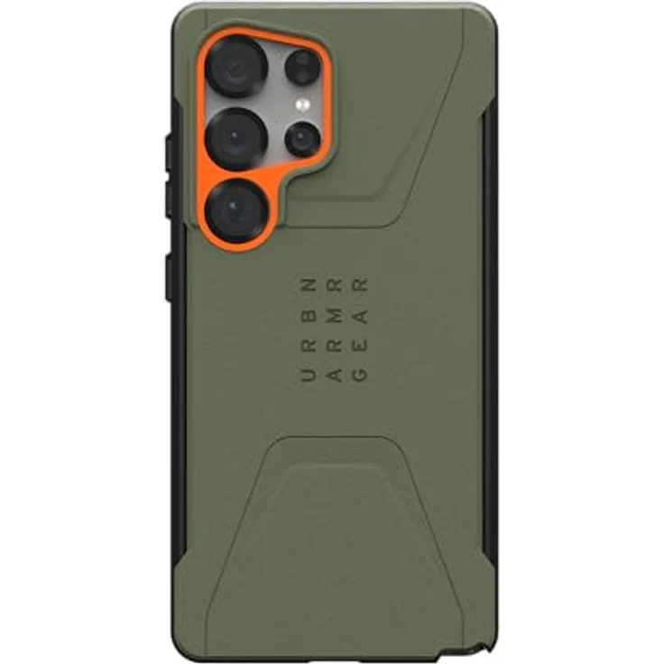 URBAN ARMOR GEAR Civilian Case Samsung Galaxy S25 Ultra Hülle (Designed for Samsung zertifiziert, Sturzfest, Wireless Charging, olive drab / orange) – Bild 5