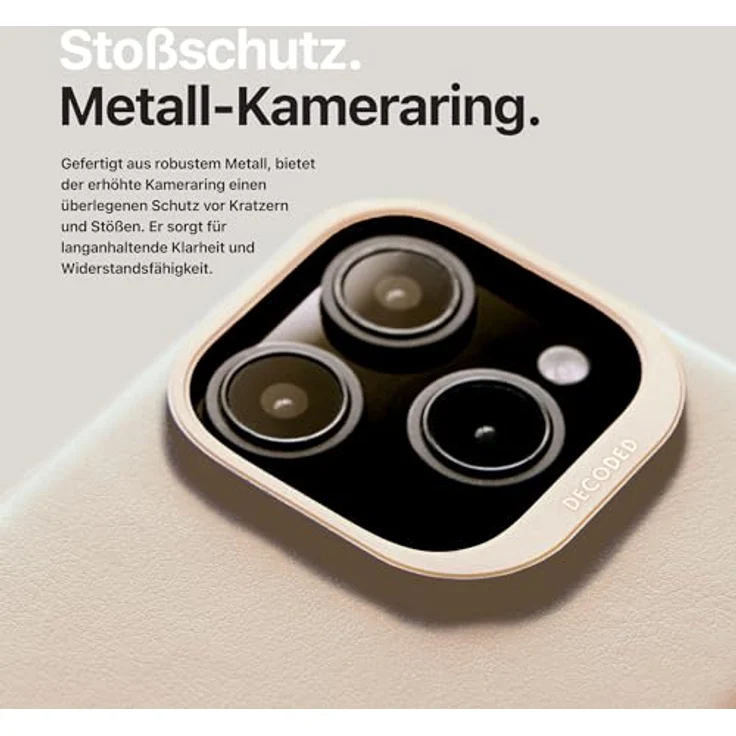 Decoded Lederhülle für iPhone 16 Pro Max, MagSafe-kompatible ECCO-Lederhülle, Kratzfest mit Metalltasten, Lehm Beige – Bild 5