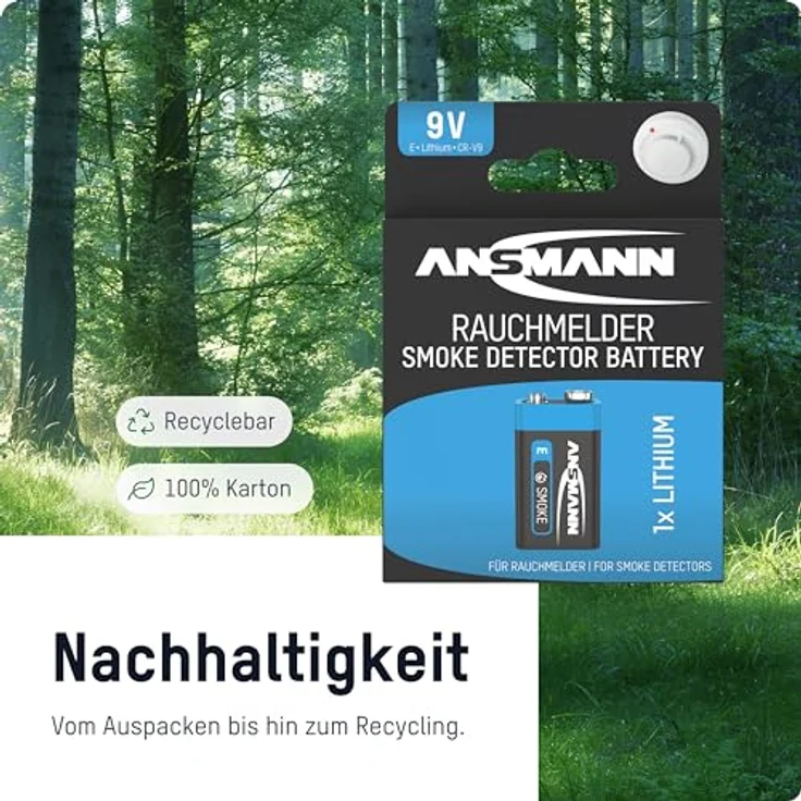 ANSMANN Lithium longlife Rauchmelder 9V Block Batterien - Premium Qualität für höhere Leistung, 9V Batterie ideal für Feuermelder, Bewegungsmelder, Alarmanlagen & Kohlenmonoxid Warnmelder – Bild 3