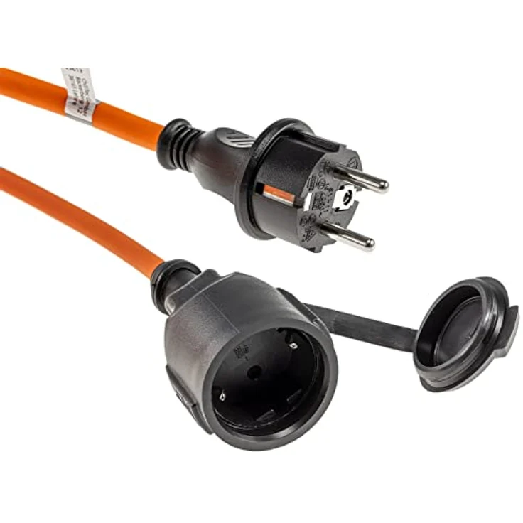 ChiliTec Verlängerungskabel 15m mit Schutzkappe für Aussen Innen - Gummikabel H07RN-F 3G1,5 IP44 Schutzkontakt Stromkabel Elektrokabel für Baustelle Garten Rasenmäher Orange – Bild 4