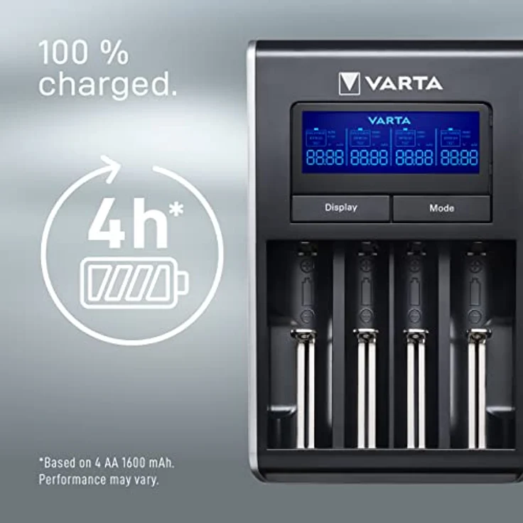 Varta LCD Dual Tech Ladegerät (geeignet für Ni-MH AA-AAA, Li-Ion 18650, 18490, 18350, 17670, 17500, RCR123A - 17335 - 16340, 14500, 10440, per USB ladbare Geräte, Einzelschachtladung) – Bild 11