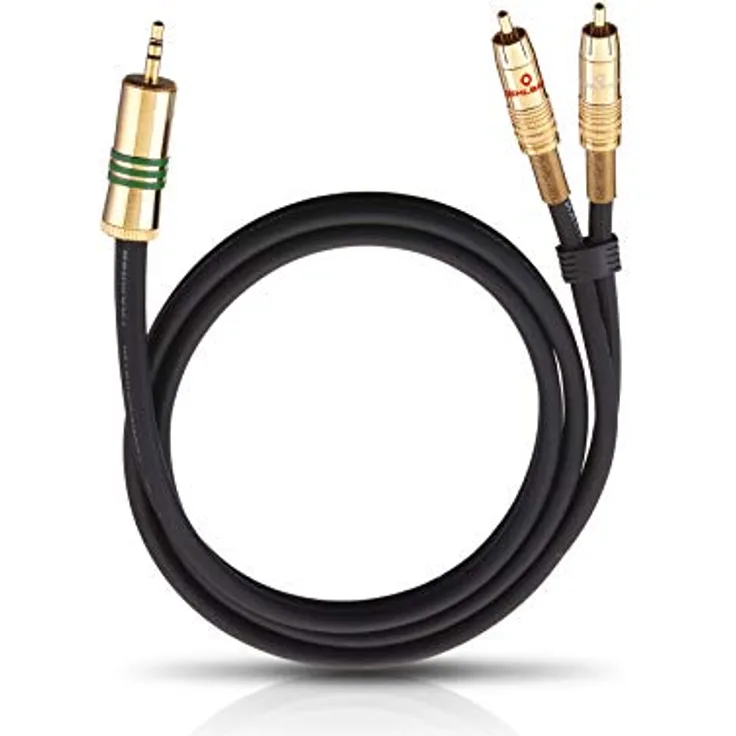 OEHLBACH NF 1 / Jack 100 - Stereo-Audiokabel 1 x 3,5 mm Klinke auf 2 x Cinch - Flexibles Kabel mit effizienter Schirmung - 1 m - schwarz