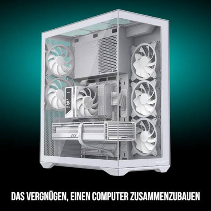 Modecom Volcano Space XL ARGB Full Tower 5F, weißes Gaming PC Gehäuse mit 5 ARGB Lüftern, gehärtetem Glas und Wasserkühlungssupport – Bild 5