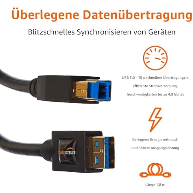 AmazonBasics USB-3.0-Kabel, USB-A-auf-USB-B, 1,8 m - Preisvergleich – Bild 2