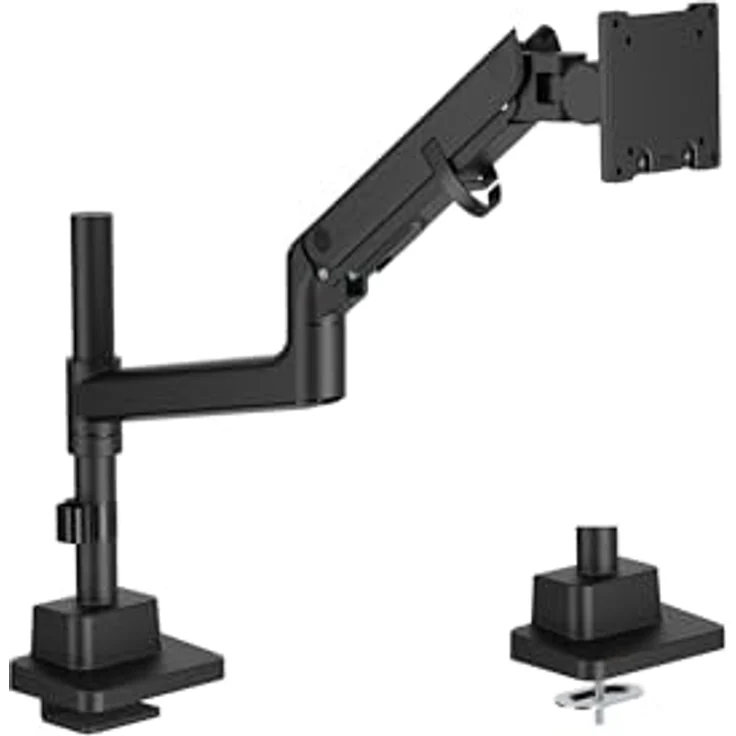 DIGITUS Monitorhalterung für 1 Bildschirm bis 57 Zoll, 27kg Traglast, Gasdruckfeder, VESA 75x75/100x100, schwarz, drehbar und neigbar – Bild 3