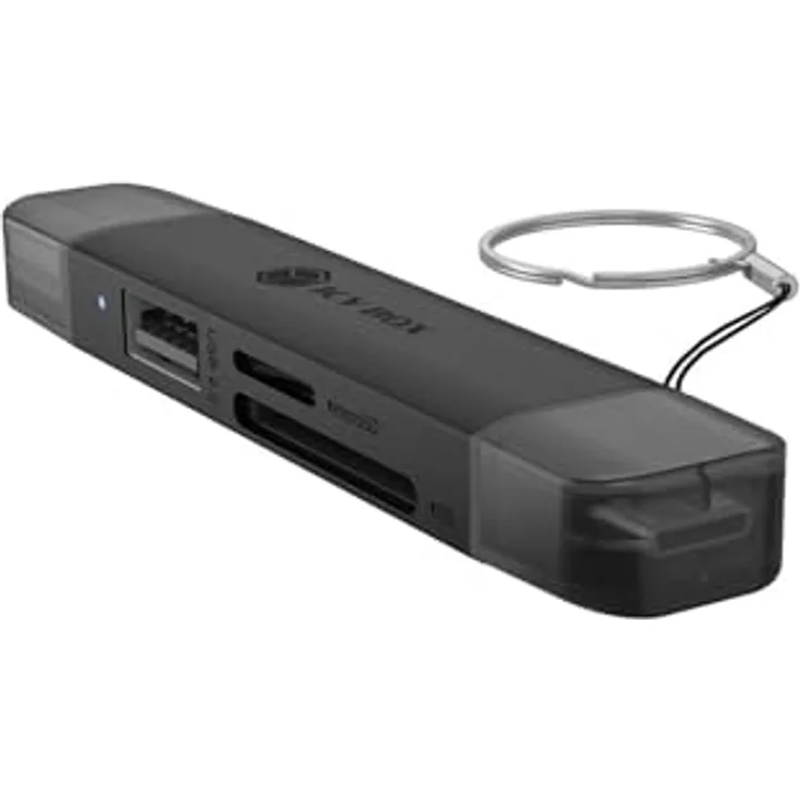ICY Box IB-CR203-CU3, 3-in-1 Kartenleser USB-C/A für SD/microSD mit 5 Gbit/s und USB-A Port, kompakt und robust für PC, Notebook, MacBook, Tablet & Smartphone