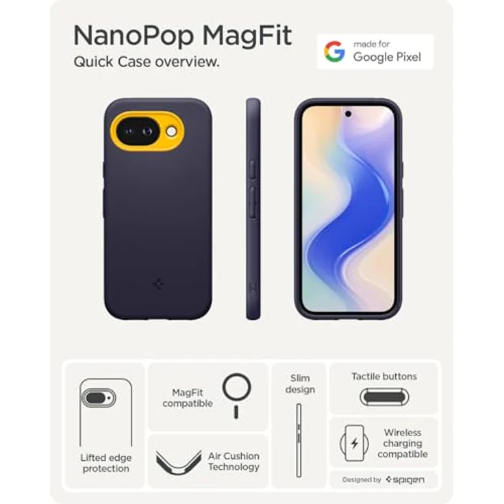 Spigen Nano Pop MagFit Hülle für Google Pixel 10a, Zweifarbiges Design in Blueberry Navy, Stylisch Dünn, Staubfrei, Kompatibel mit MagSafe, Air Cushion Technologie – Bild 3