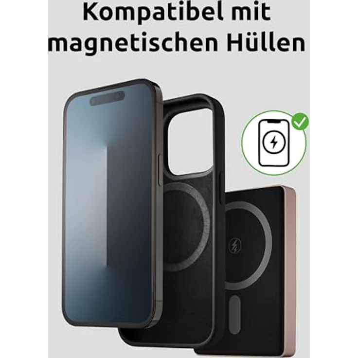Intenso MW10000 Magnetische Powerbank 10000 mAh – MagSafe kompatibel, Wireless Charging 15W, USB-C PD 20W, geprüft in Deutschland – Rosé – Bild 4
