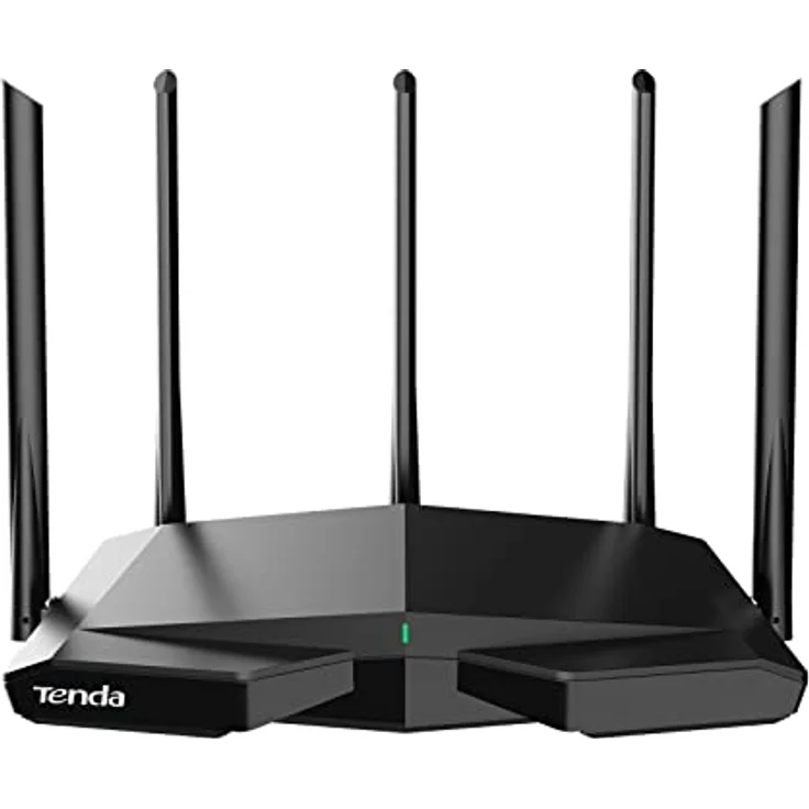 Tenda RX27 Pro WiFi 6E WLAN Router (AX5700 Tri-Band 6GHz:2402Mbps+5GHz: 2402Mbps+2,4GHz:861Mbps), 5*6dBi Antennen, Gigabit-Port, MU-MIMO, VPN, IPv6, WPA3, WiFi+ Mesh für AR/VR/4K/8K Video, Schwarz – Bild 1