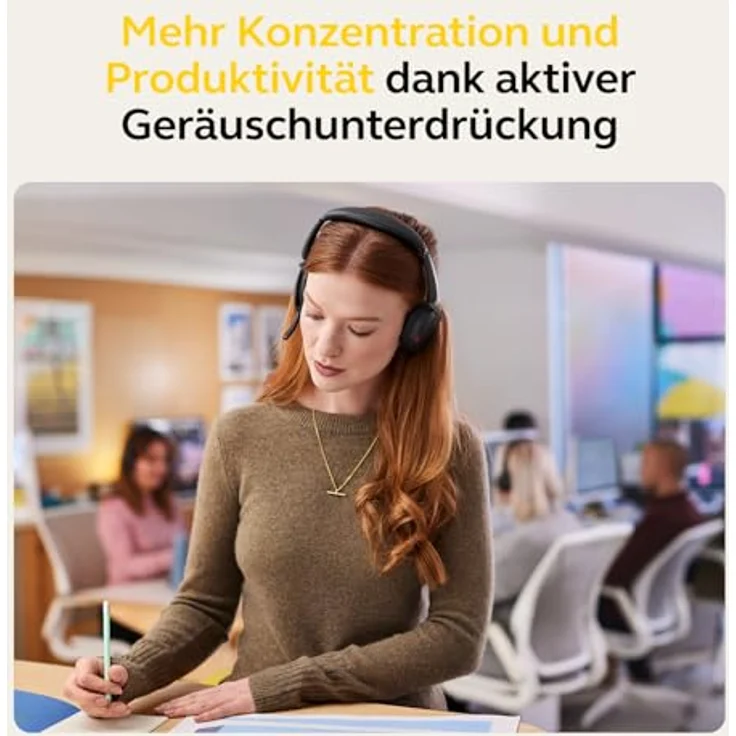 Jabra Evolve2 65 Flex - Stereo-Bluetooth-Headset mit Wireless-Charging-Pad, geräuschunterdrückender Jabra ClearVoice Technologie und hybrider ANC - für MS Teams zertifiziert - Schwarz – Bild 6