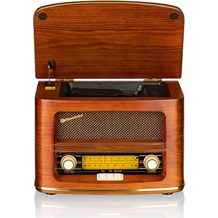 Roadstar HRA1500 UEMP Vintage Hifi System, FM Radio mit CD-Spieler, USB und Bluetooth, Holzoptik, Braun – Bild 4
