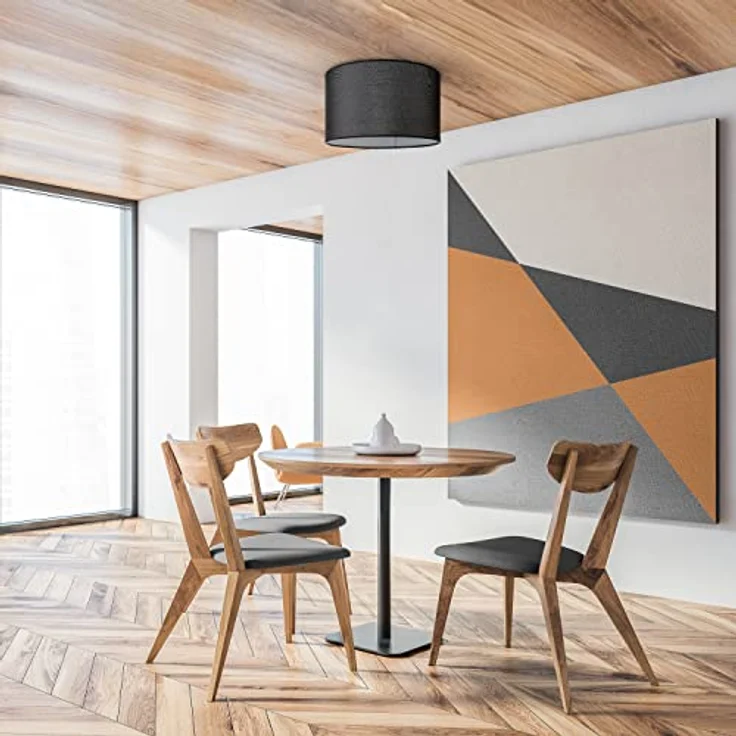 Paco Home Deckenleuchte Stoff Modern Rund E27 Uni, Weiß/Schwarz – Bild 3