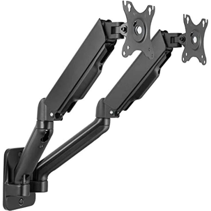 Deltaco ARM-0361, Wandhalterung für 2 Monitore bis 32", VESA kompatibel mit Kabelführung, Schwarz – Bild 3